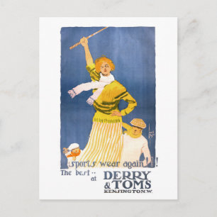 Sehr seltenes Derry & Toms Vintage-Plakat restauri Postkarte