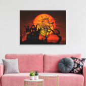 Sehr seltsame Halloween-Szene mit Riesenmond Leinwanddruck (Insitu (Wohnzimmer))