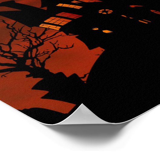 Sehr seltsame Halloween-Szene mit Riesenmond Poster (Ecke)