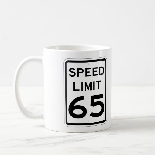 Sehr Spaß 65 MPH Road Sign Coffee Cup Kaffeetasse (Links)