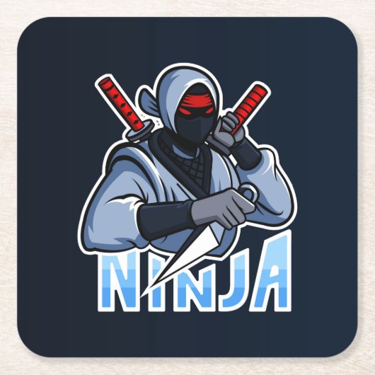Sehr Spaß Ninja Krieger Zeichnend Untersetzer Set (Vorderseite)