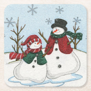 Sehr Spaß Schneemänner Weihnachten Untersetzer S