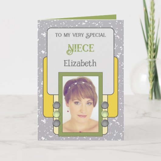 Sehr spezielle Nichte fügen Foto-Namen grau hinzu Karte (Vorderseite)