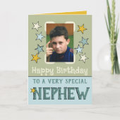 Sehr spezielles Neffe grün blaues Foto Geburtstag Karte (Vorderseite)