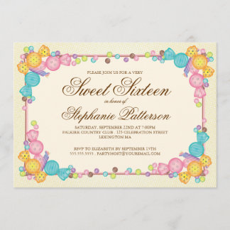 Sehr süße Bonbons gefühlte 16 . Geburtstag Geburts Einladung