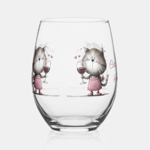 Sehr süße Katze mit Weinglas Drinkware Ohne Stiel