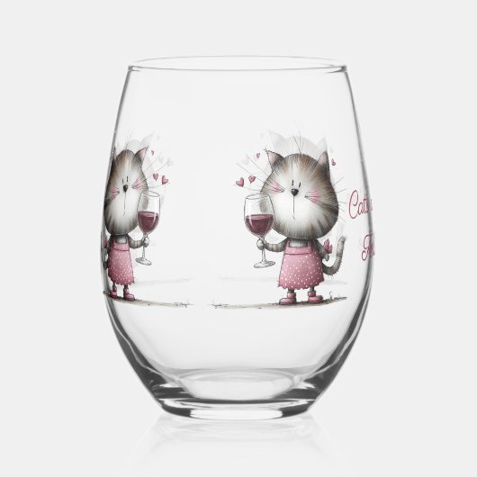 Sehr süße Katze mit Weinglas Drinkware Ohne Stiel (Vorderseite)