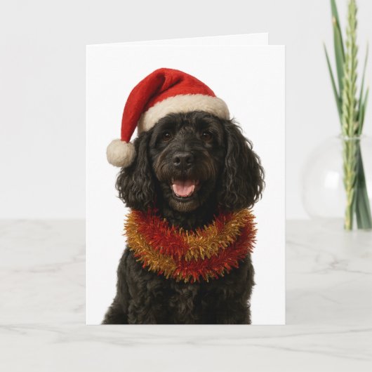 Sehr süße schwarze Cockerpoo-Weihnachtskarte Karte (Vorderseite)