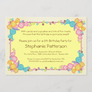 Sehr süße Süßigkeits-Themed Einladung