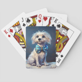 Sehr süßer kleiner Hund mit blauer Fliege Spielkarten