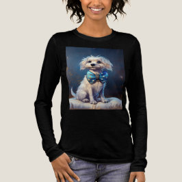 Sehr süßer kleiner Hund mit blauer Fliege Tri-Blend Shirt