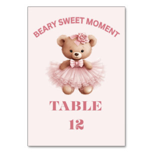 SEHR SÜßES Baby Mädchen rosa Schamröte Teddybär Sp Tischnummer