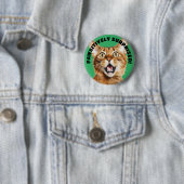 SEHR ÜBERRASCHT! Funny Crazy Cat Green Button (Beispiel)