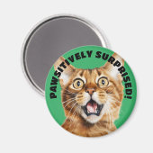 SEHR ÜBERRASCHT! Funny Crazy Cat Green Magnet (Vorderseite/Rückseite)