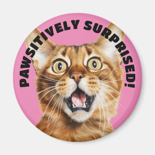 SEHR ÜBERRASCHT! Funny Crazy Cat Pink Magnet