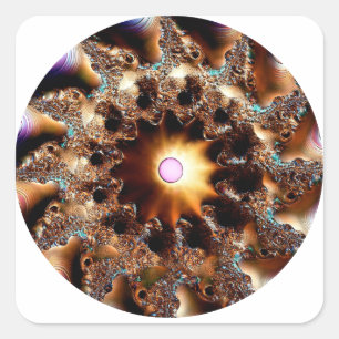 Sehr viel manipuliertes Mandelbrot-Fraktal Quadratischer Aufkleber