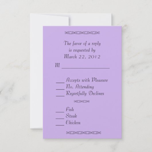 Sehr weiche Violette Hochzeit RSVP (Vorderseite)