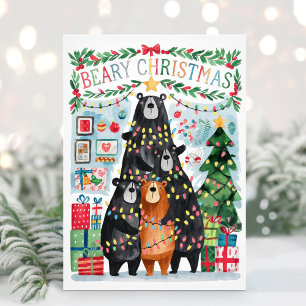Sehr Weihnachtliches Süßes Bären Weihnachtskarte Feiertagskarte