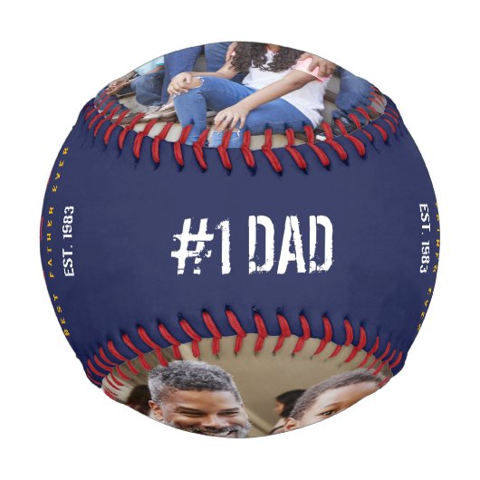 Sehr wertvoll Vater MVF Custom Two Foto Monogram Baseball (Vorderseite)