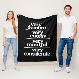 Sehr zurückhaltend, sehr süß, sehr rücksichtsvoll  fleecedecke