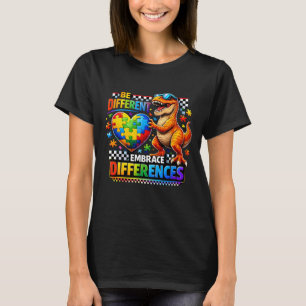 Sei anders Autism Awareness T-Rex Puzzle Herz T-Shirt