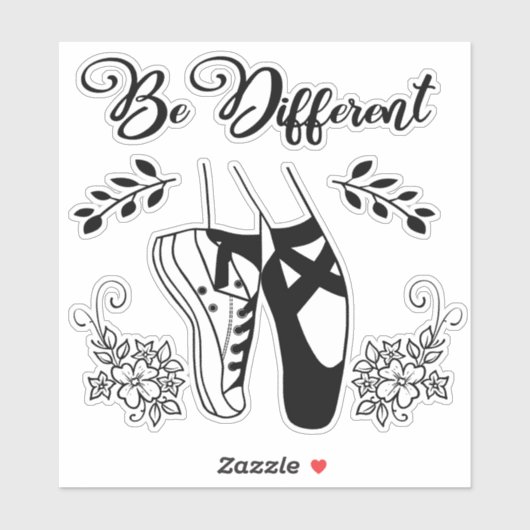 Sei anders Ballettschuhe schwarz und weiß Aufkleber (Blatt)