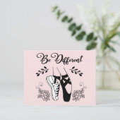 Sei anders Ballettschuhe schwarz und weiß Postkarte (Stehend Vorderseite)