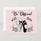 Sei anders Ballettschuhe schwarz und weiß Postkarte (Vorne/Hinten)