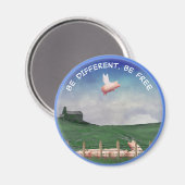 Sei anders, sei frei magnet (Vorderseite/Rückseite)