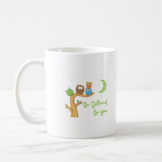 Sei anders Süße Eule Vogel Kaffeetasse (Links)