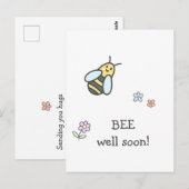 Sei bald gut! Niedliche Blume und Bienen werden gu Postkarte (Vorne/Hinten)