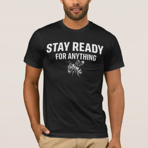Sei bereit für alles   Biene mit Gasmaske Motivati T-Shirt