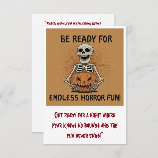 "Sei bereit für endlosen Horror-Spaß" (Vorne/Hinten)