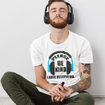 Sei bitte freundlich, ich habe Misophonie-Bewussts T-Shirt<br><div class="desc">Sensibilisierung für Lärm- und Geräuschempfindliche Menschen. Viele Menschen mit Autismus oder Asperger-Syndrom haben eine Misophonie,  also seien Sie bitte ruhig und freundlich,  wenn Sie können. Ein cooler Kopfhörer entwirft rund um das Zitat.</div>