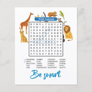 Sei clever – Wilde Tiere Wortsuche Flyer