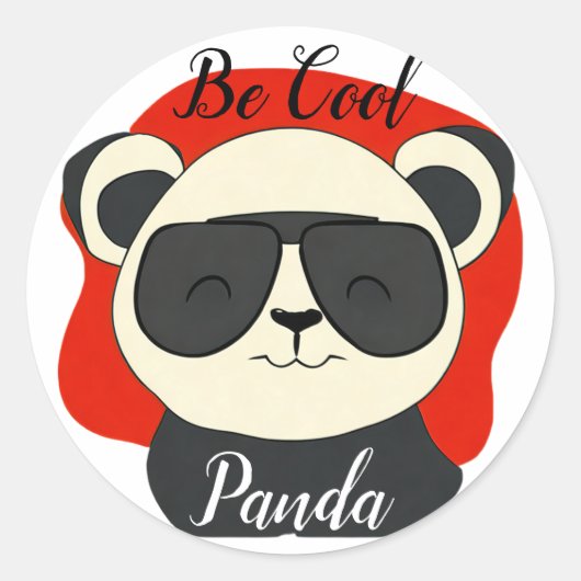 Sei Cool Panda Sonnenbrille Bearbeiten Namenstext Runder Aufkleber (Vorderseite)