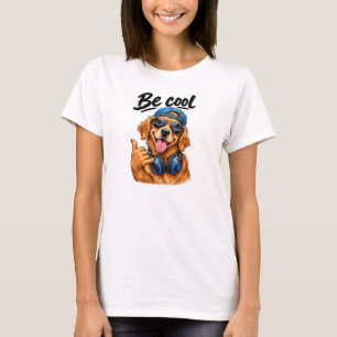 Sei cool – süßer Golden Retriever Hund mit Kopfhör T-Shirt