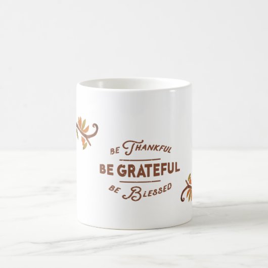 Sei dankbar, dankbar, gesegnet - Herbstliche Blume Kaffeetasse (Mittel)