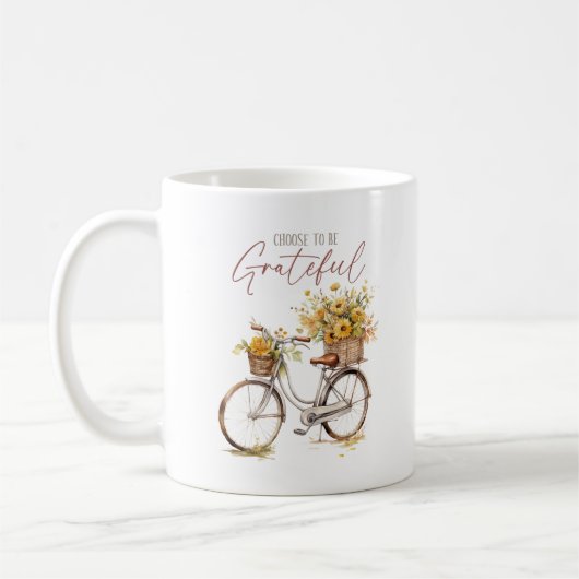 Sei dankbar - Fahrrad & Rustikale Stürze Kaffeetasse (Links)