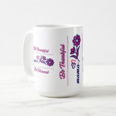 Sei dankbar Mama Rosa,Blau Farbe Modern  Kaffeetasse (Vorderseite Links)