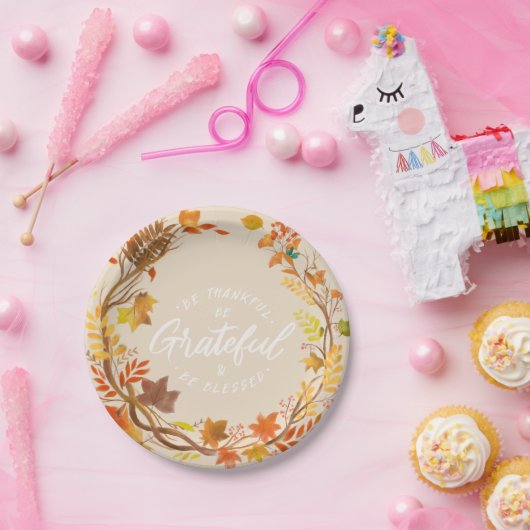 Sei dankbar, sei dankbar, sei gesegneter Erntedank Pappteller (Party)