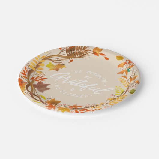 Sei dankbar, sei dankbar, sei gesegneter Erntedank Pappteller (Schrägansicht)