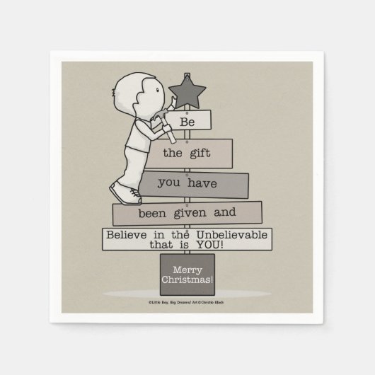 Sei das Geschenk-Weihnachtsbaum (Tan) Serviette (Vorderseite)