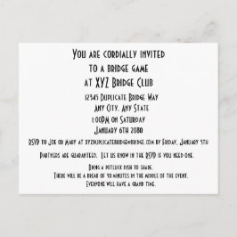 Sei das Leben der Party Play Bridge Card Anzug Einladungspostkarte