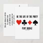 Sei das Leben der Party Play Bridge Card Anzug Einladungspostkarte (Vorne/Hinten)