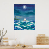 Sei das Licht, das dich führt, Segelboot Leuchttur Poster (Küche)