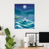 Sei das Licht, das dich führt, Segelboot Leuchttur Poster (Heimbüro)