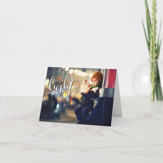 Sei das Licht, Junge mit Lattern Karte (Vorderseite)