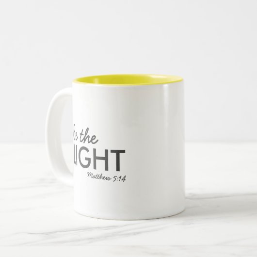 Sei das Licht | Matthew 5:14 Bibelverse Christlich Zweifarbige Tasse (Vorderseite Links)