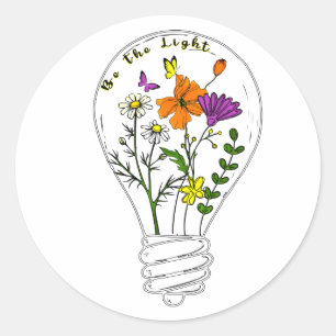 Sei das Licht Wildblumen-Motivationszitat Runder Aufkleber